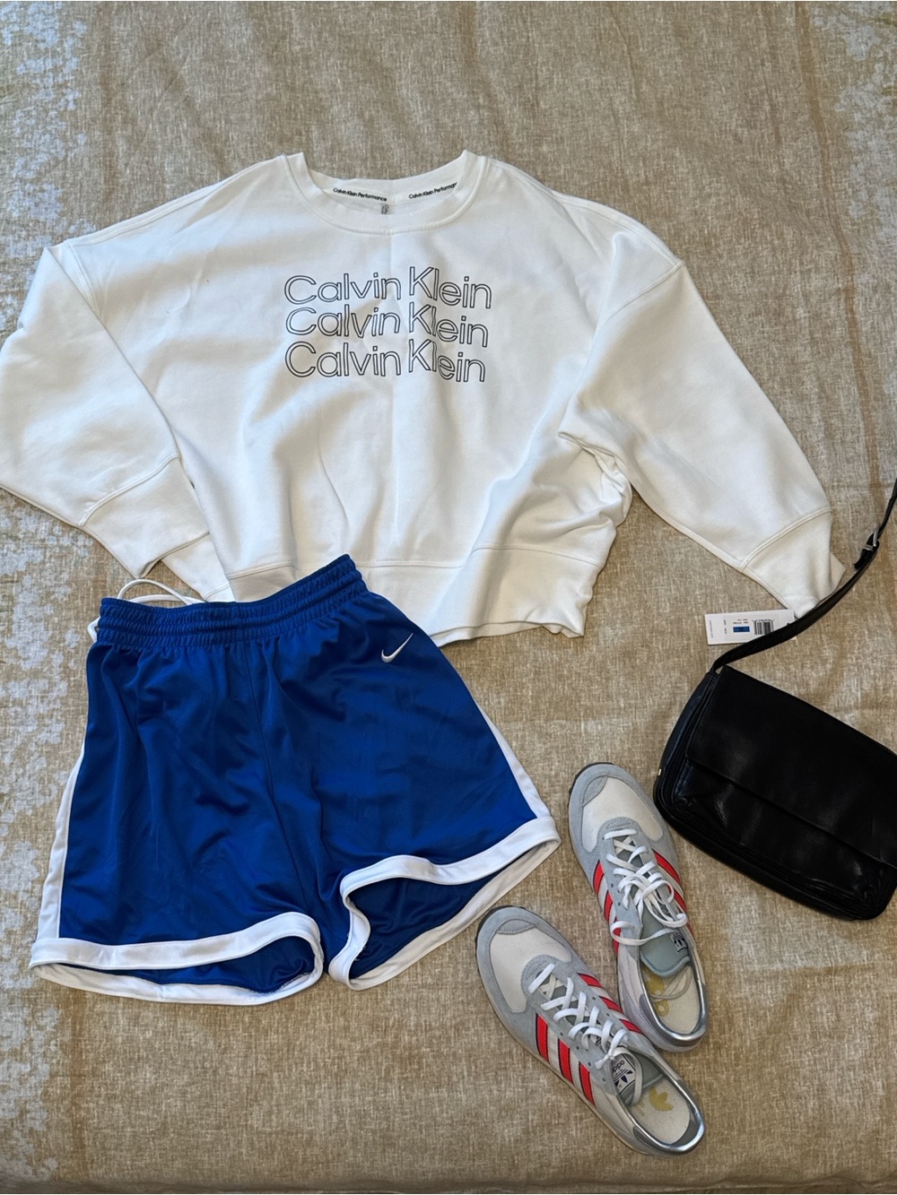 Calvin Klein White Cropped Sweatshirt with Logo Print